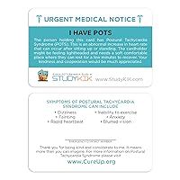 Postural Tachycardia Syndrome (POTS) Assistance Card - 3 pcs