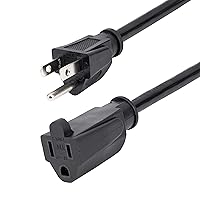 StarTech.com 20ft (6m) Power Extension Cord, NEMA 5-15R to NEMA 5-15P Black Extension Cord, 13A 125V, 16AWG, Outlet Extension Power Cable, NEMA 5-15R to NEMA 5-15P AC Power Cord - UL Listed (PAC10120)