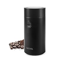 Aroma Housewares Mini Coffee Grinder and Electric Herb Grinder with 304 Stainless Steel Grinding Blades and a Premium Clear Lid (40 g.) (ACG-107B), Black