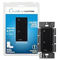 Caseta Smart Lighting Switch for All Bulb Types or Fans | Neutral Wire Required | PD-6ANS-BL | Black