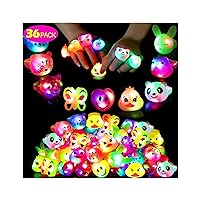 36 Pack Kids Birthday Party Favors,Goodie Bag Stuffers LED Light Up Rings Bulk Toys,Glow in The Dark Easter Party Supplies,Classroom Prizes Cute Animal Treasure Box for Kids