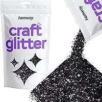Hemway Craft Glitter - Multi-Size Chunky Fine Glitter Mix for Arts Crafts Tumbler Resin Painting Decorations Epoxy, Cosmetics for Nail Body Festival Art - Black - 100g / 3.5oz