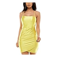 Womens Juniors Knit Glitter Sheath Dress Yellow XL
