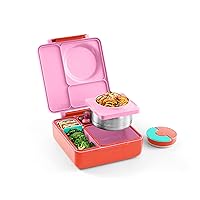 OmieBox Bento Box for Kids - Insulated with Leak Proof Thermos Food Jar - 3 Compartments, Two Temperature Zones (Single) (Packaging May Vary)
