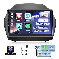 Roinvou 2+64G Android 13 CarPlay Stereo for 2010-2015 Hyundai Tucson, Wireless CarPlay Radio with Android Auto, 10.1'' Touch Screen in-Dash GPS Navigation Support Mirror Link BT HiFi WiFi RDS SWC