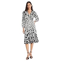 Maggy London Long Sleeve V-Neck Twist Waist Fit and Flare Cocktail Dress for Women