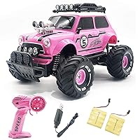10Leccion Remote Control Car for Girls, 2.4Ghz Pink RC Cars for Daughter with Two Rechargeable Batteries, Radio Controlled Vehicle for Toddlers Kids, Birthday R/C Toys for Granddaughter