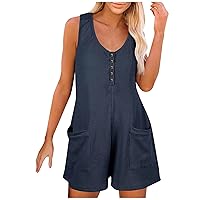 Womens Casual Jumpsuits Dressy Summer Overalls Women Loose Fit Shorts Jumpsuit Outfits Rompers with Pocket