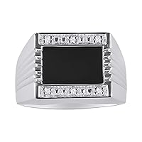 Rylos Mens Rings 14K White Gold or 14K Yellow Gold Onyx Ring With Diamonds and Genuine Black Onyx Set in Designer Style Rings For Men Men's Rings Silver Rings Sizes 8,9,10,11,12,13 Mens Jewelry