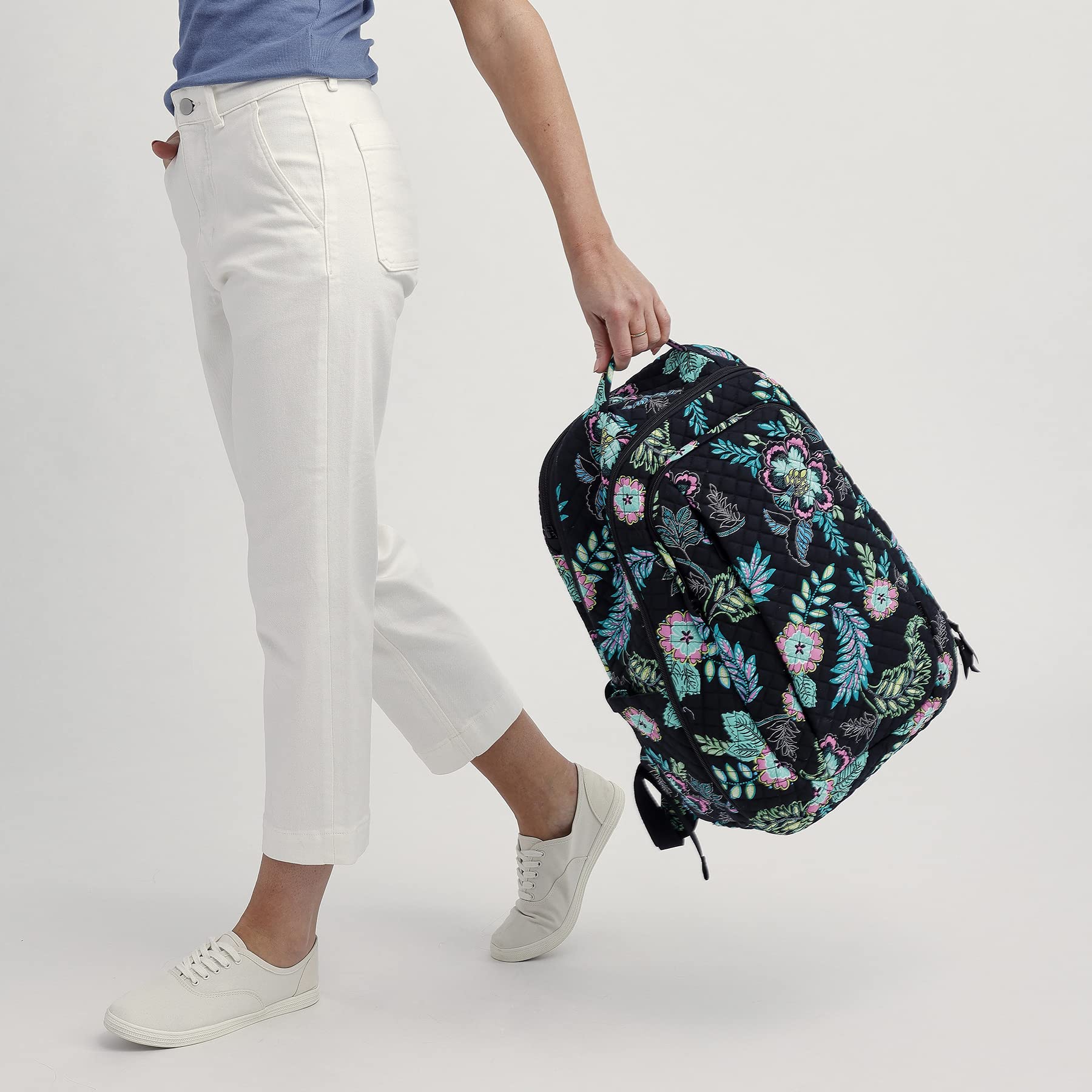 Vera Bradley Women's, Cotton Large Travel Backpack Travel Bag, Botanical Paisley, One Size