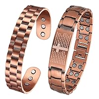 MagEnergy Copper Bracelet for Men Lymph Detox Magnetic Bracelets Pain Relief for Arthritis Elegant 99.9% Solid Copper Jewelry with Magnets