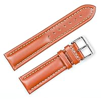 19mm DB Soft Oil Tanned Genuine Leather Contrast Stitch Tan Watch Band fits BREITLING