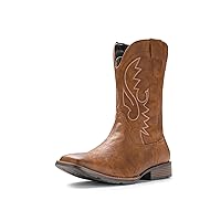 IUV Cowboy Boots For Men Western Boot Durable Fashionable Retro Classic Embroidered Pull On Slip Resistant Boots