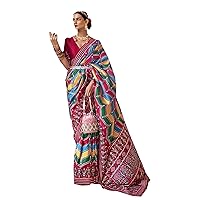 Multi Mix Color Traditional Party wear Indian Woman Designer Pure Patola Silk Saree Blouse Ethnic Trending Sari 2501
