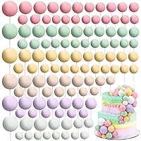 108 Pcs Balls Cake Topper Balloons Cupcake Topper DIY Cake Insert Topper Foam Cake Balls Baking Decoration for Wedding Anniversary Birthday (Vivid Colors,Multi Sizes)