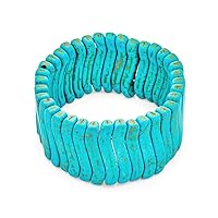 Fashion Large Wide Cuff Dome Simulated Turquoise Blue Gold Plated Crystal Statement Stretch Bracelet Western Jewelry For Women Teen