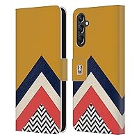 Head Case Designs Mustard Colour Block Chevron Leather Book Wallet Case Cover Compatible with Samsung Galaxy A24 4G / Galaxy M34 5G