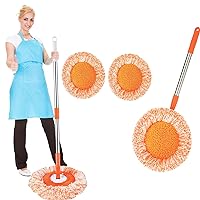360°Rotatable Adjustable Cleaning Mop - Extendable Wall Cleaning Mop with 2 Spin Mop Replacement Head Multifunctional Mop for Floor/Ceiling/Wall/car Window (1 pcs Mop + 2 Mop Heads)