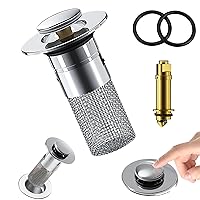 Bathroom Sink Stopper Hair Catcher, Pop Up Sink Drain Filter with Removable Stainless Steel Filter Basket Hair Catcher, for US Bathroom Sink Stopper Replacement, Bathroom Sink Drain Strainer (1Pc)