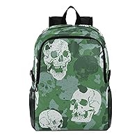 ALAZA Green Camouflage Skulls Hiking Backpack Packable Lightweight Waterproof Dayback Foldable Shoulder Bag for Men Women Travel Camping Sports Outdoor