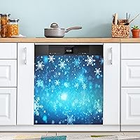 Christmas Winter Snowflakes Blue Dishwasher Magnet Cover Dishwasher Covers for The Front Magnetic Dishwasher Cover Panel Magnetic Refrigerator Cover for Farmhouse Home Kitchen Decor - 23 X 26 in