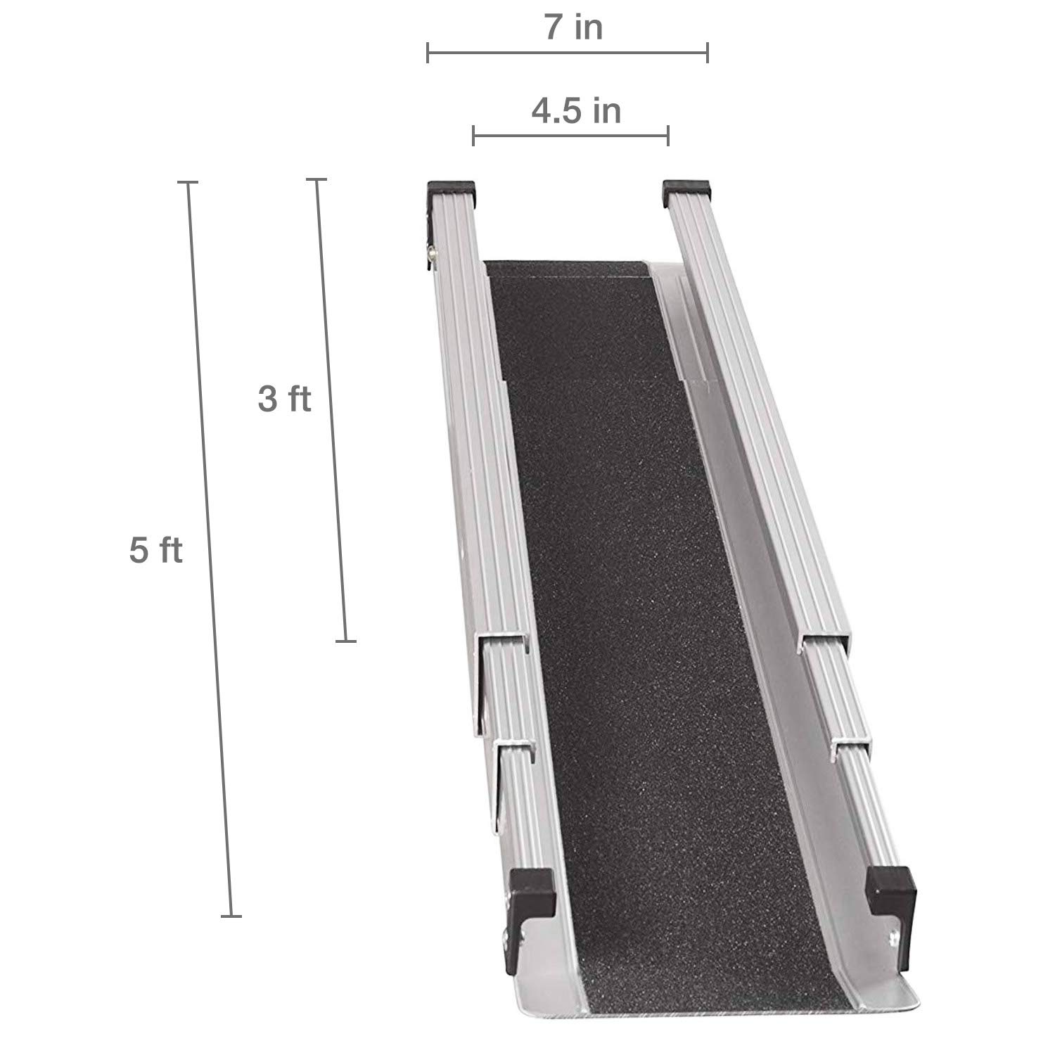 DMI Wheelchair Ramp,Entry Ramp,Threshold Ramp and Handicap Ramp, FSA Eligible, is Portable and Adjustable from 3-5 Ft Long, 4.5 In Wide for Entryway, Doors,Steps,Shed or Curb, 2 Ramps Included
