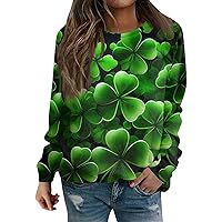 Plus Size 3/4 Sleeve Workout Top Woman Stylish St Patrick's Day Cool Loose Tees Womens Crewneck