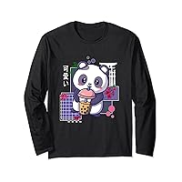 Panda Boba Bubble Tea Cute Anime Neko Kawaii for Girls Long Sleeve T-Shirt