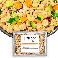 JustFoodForDogs Frozen Fresh Dog Food, Complete Meal or Dog Food Topper, Turkey & Whole Wheat Macaroni Human Grade Dog Food Recipe, 18 oz (Pack of 7)