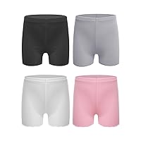 Kids Girls 4 Pack Ice Silk Shorts Dance Bike Shorts Gymnastics Yoga Athletic Bottom Safety Shorts Under Party Dress