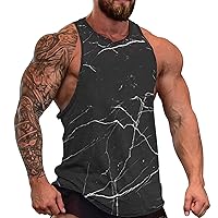 Black Marble Men's Workout Tank Top Casual Sleeveless T-Shirt Tees Soft Gym Vest for Indoor Outdoor