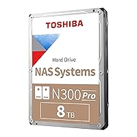 Toshiba N300 PRO 8TB Large-Sized Business NAS (up to 24 bays) 3.5-Inch Internal Hard Drive - Up to 300 TB/year Workload Rate CMR SATA 6 GB/s 7200 RPM 256 MB Cache - HDWG480XZSTB