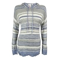 Oh MG! Juniors' Striped Mixed-Knit Hoodie Sweater