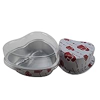KitchenDance Disposable Aluminum Mini Heart Shaped Cake Pan with Lid - 3.5 Ounce Love Printed Disposable Baking Pans - Aluminum Foil Pans for Baking, Cooking, Heating, Preparing Food- Pack of 100