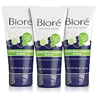 Bioré Pore Unclogging Scrub, Removes Excess Dirt and Oils, Face Scrub, with Salicylic Acid, Oil Free, 5 Ounces (Pack of 3)