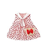 Toddler Baby Girl Suspender Ruffled Skirt Dress Flower Design Dress Summer Princess Dress for Vacation Cheese Dress