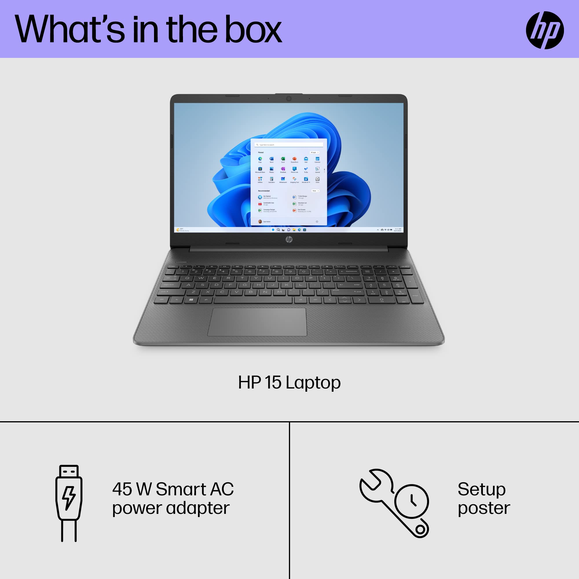 HP 15 inch Laptop, FHD Display, Intel Core i3-1215U, 8 GB RAM, 128 GB SSD, Intel UHD Graphics, Windows 11 Home in S Mode, 15-dy5599nr (2023)