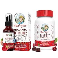 MaryRuth Organics Vitamin B12 Spray & Elderberry Gummies for Immune Support (Cherry) Bundle Liquid Spray for Nerve Function & Energy Boost | Organic Ingredients for Adults & Kids with Echinacea,