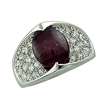 Carillon Star Ruby Oval Shape 11X9MM Natural Earth Mined Gemstone 14K White Gold Ring Unique Jewelry for Women & Men
