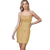 Homecoming Dresses Short - Sequin Sparkly Spaghetti Straps Mini Party Dress