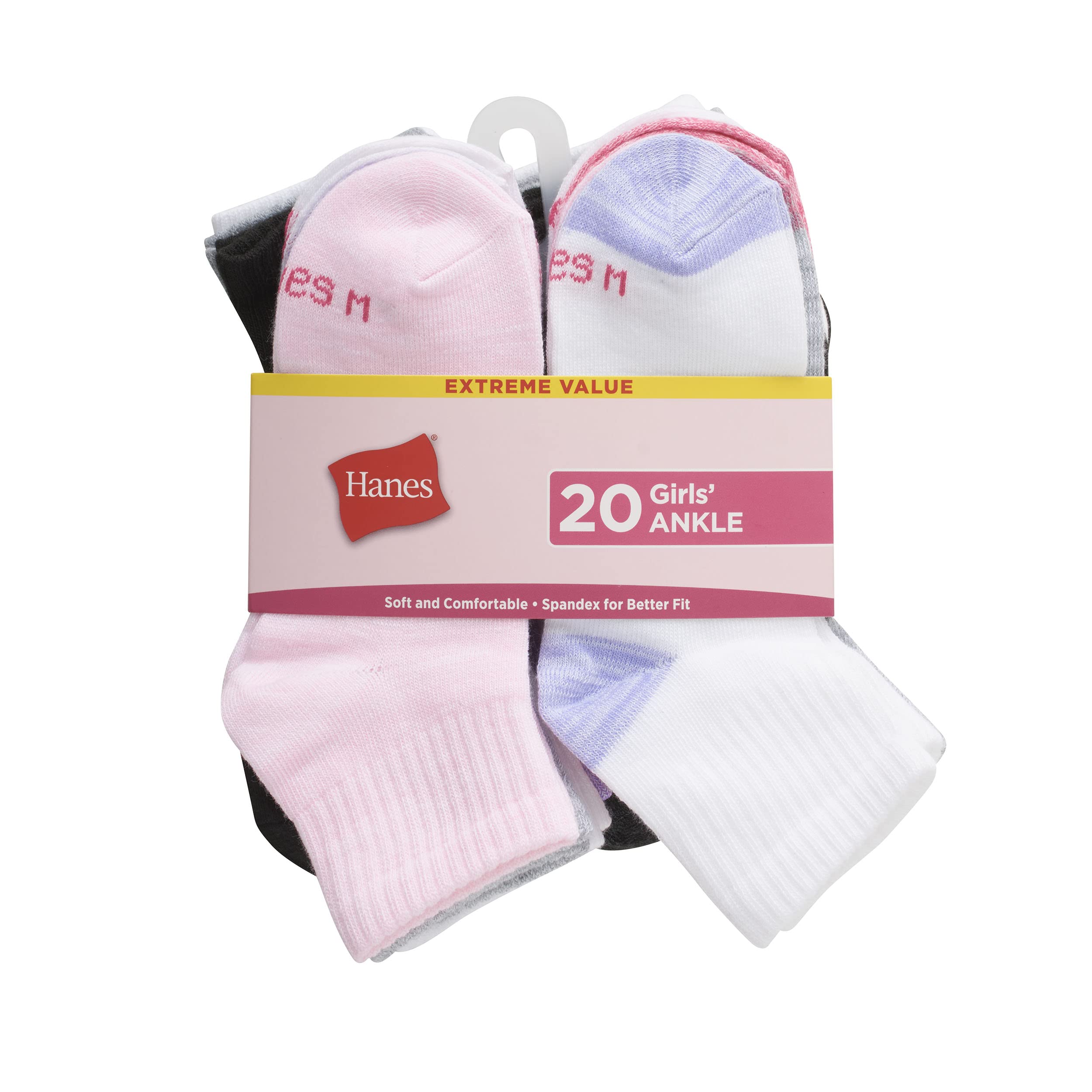 Hanes Boys, Super Value 20-Pair Socks, Ankle and No Show Multi-Packs
