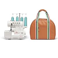 Serger Bundle with 4, 3, 2 Thread Serger Machine and Serger Carrying Case, Sewing Bag Includes Extra Space for Serger Thread Storage and Sewing Accessories and Supplies