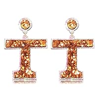 Football Earrings Game Day Sports Tennessee Vols Power T Earrings Glitter Leather Southern Western Earrings Jewelry Gifts for Football Fans