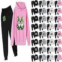 Kids St Patrick's Pullover Hoodies and Sweatpants 2 Piece Outfit Set Jogging Tracksuit Sweatshirt Set for Boys Girls