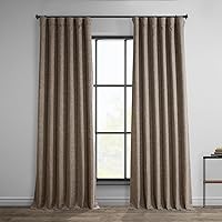 HPD Half Price Drapes Faux Linen Room Darkening Curtains - 96 Inches Long Luxury Linen Curtains for Bedroom & Living Room (1 Panel), 50W X 96L, Dutch Cocoa