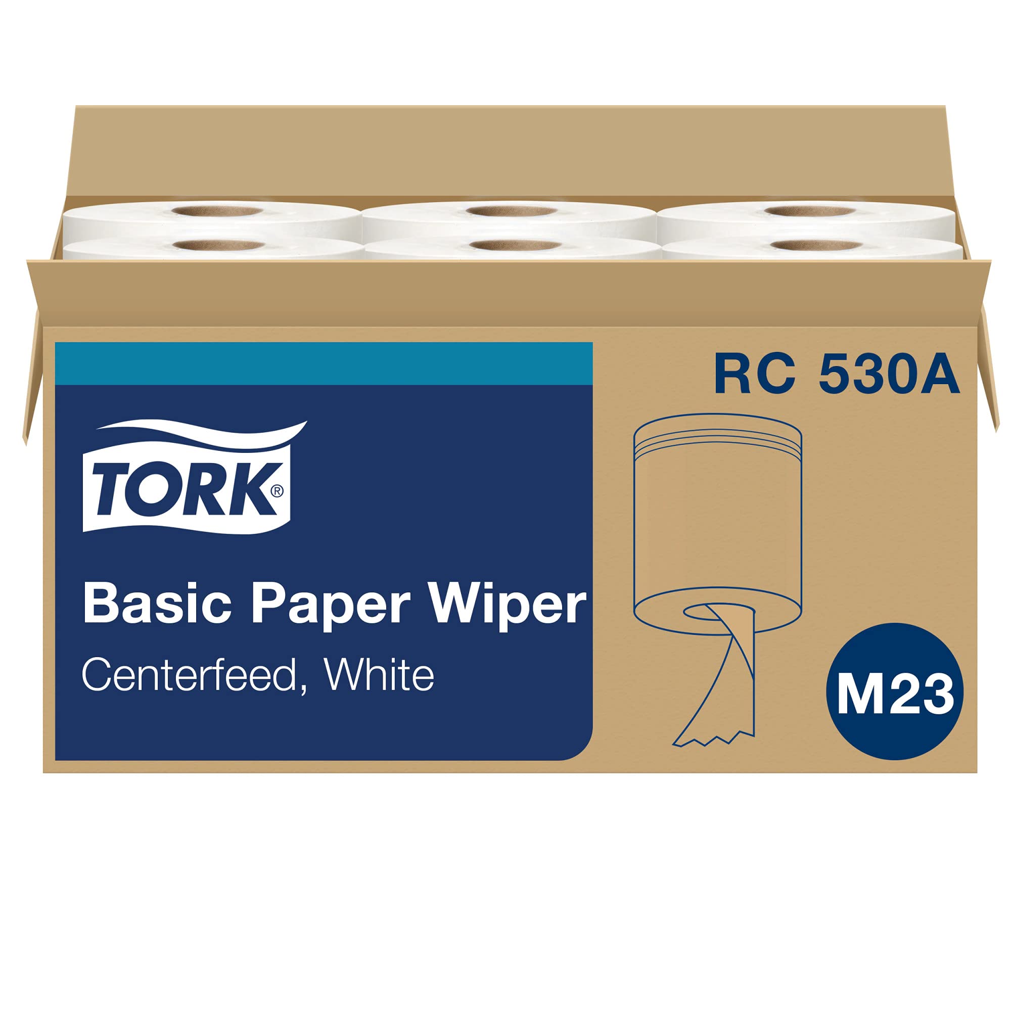 Tork Centerfeed Hand Towel White M23, One-at-a-time Dispensing, 6 x 530 Towels, RC530