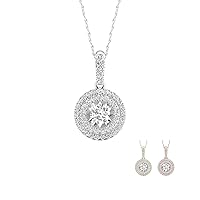10K Gold 1/4CT TDW Diamond Double Halo Pendant Necklace For Women (I-J, I2)