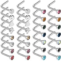 Yolev 30 Pieces Surgical Stainless Steel Nose Studs, Jewelry for Women Men Steel Nose Studs Rings Piercing Earring Piercing Bars Set Unisex Gift for Women Men,15 Colors