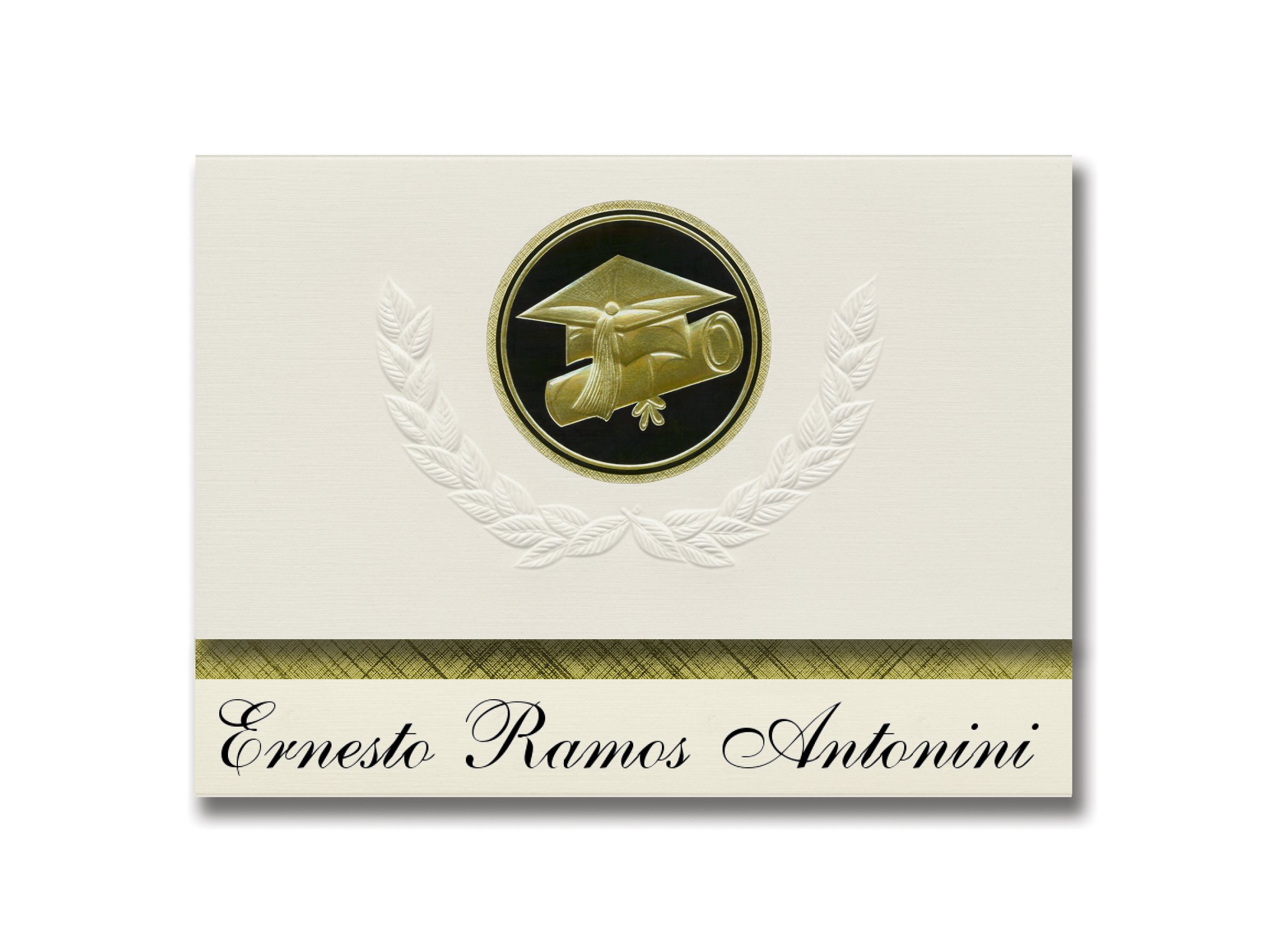 Signature Announcements Ernesto Ramos Antonini (Yauco, PR) Graduation Announcements, Presidential style, Basic package of 25 Cap & Diploma Seal. Bl...