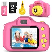 Desuccus Kids Camera, Christmas Birthday Gifts for Girls, Toys for 3 4 5 6 7 8 Year Old Girls, Digital Camera for Toddlers Toys for Girls with 32GB SD Card（Pink